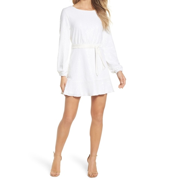 Jay Godfrey White Sequin Skater Dress - Picture 3 of 3